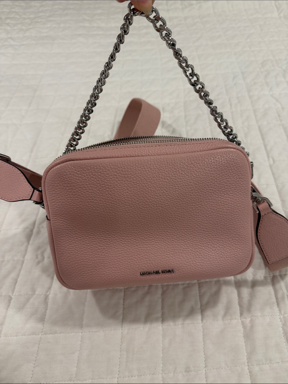 Michael Kors Blush Pink Leather Crossbody Camera Bag with Chain Detail - Picture 4 of 4